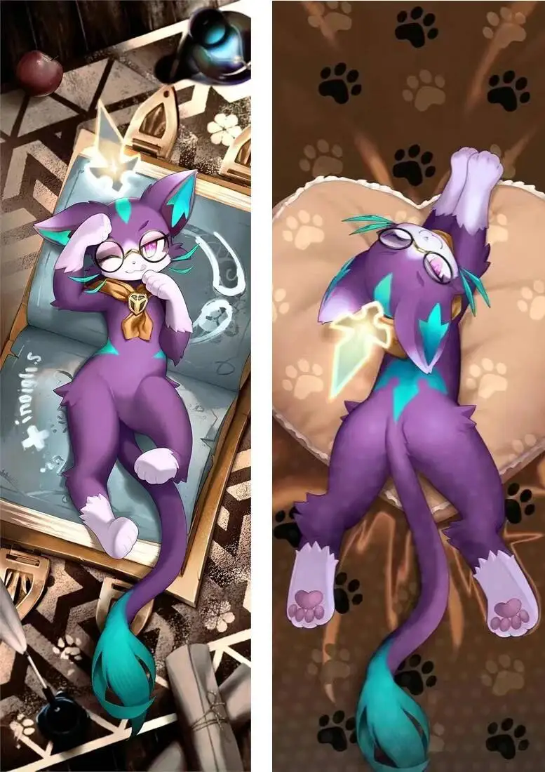 

Dakimakura Waifu Furry Purple Cat Pillowcase 2-Side Print Anime Decor Pillow Case Cushion Cover