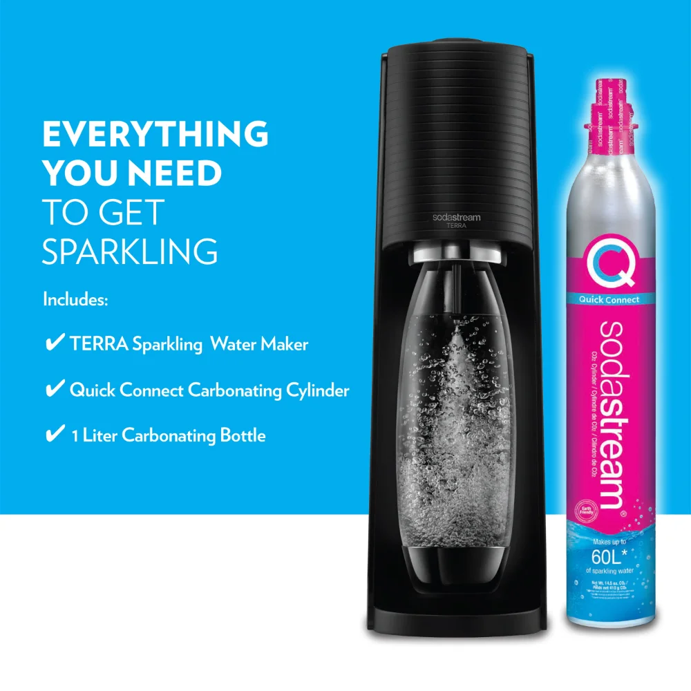 SodaStream Terra Sparkling Water Maker, Black Soda Machine  Soda Stream  Soda Maker  Soda Fountain Machine  Soda Carbonator