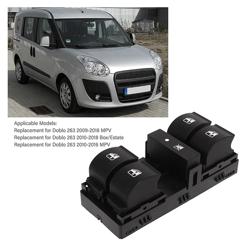 Czarny przełącznik okno ABS okna 735498686 nadaje się do 263 Fiat Doblo 2009-2018