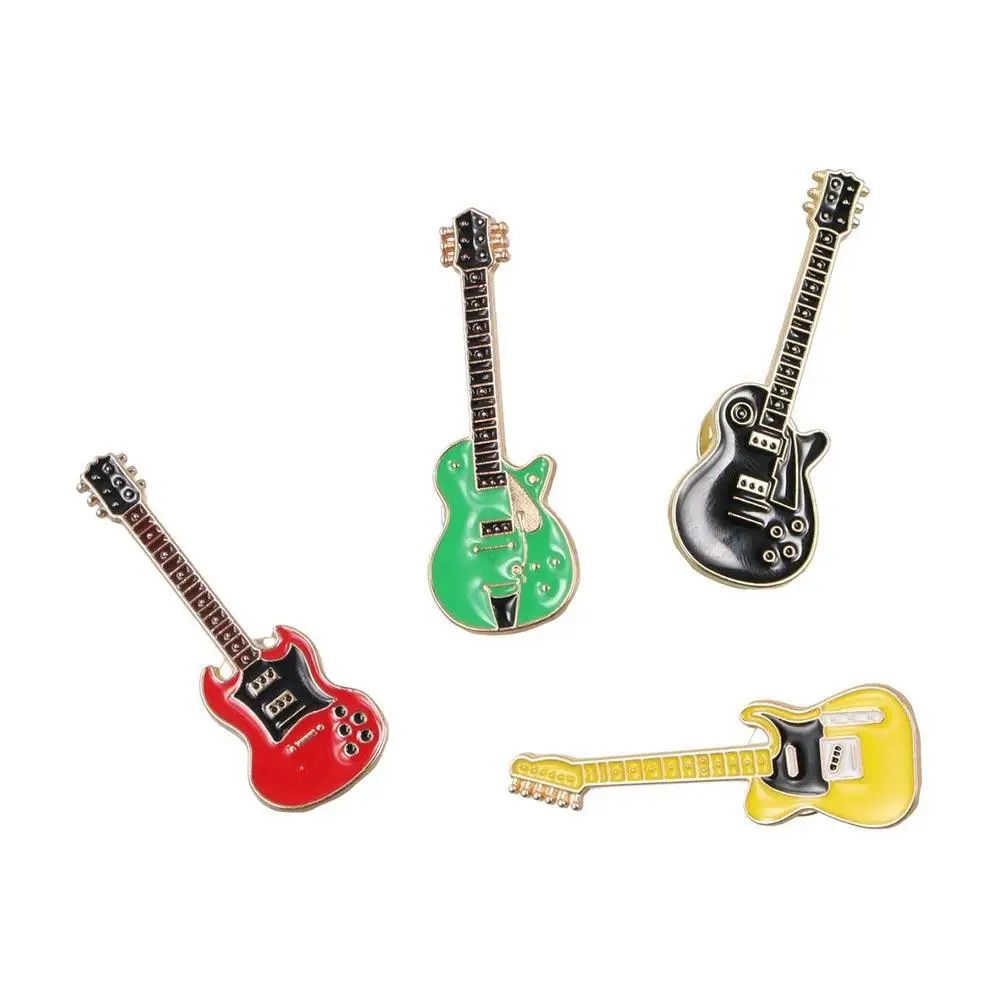 Clothing Accessories Rock Band Guitar Brooch Funny Metal Guitar Lapel Badge Cartoon Guitar Enamel Pins Denim Shirt