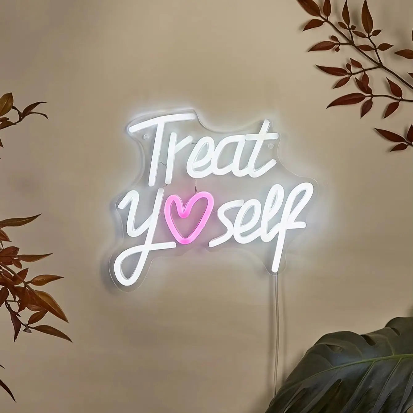 Chi-buy LED Neon Treat your self USB Powered Neon Signs Night Light 3D Wall Art Bedroom Living Room Decor Lamp Signs