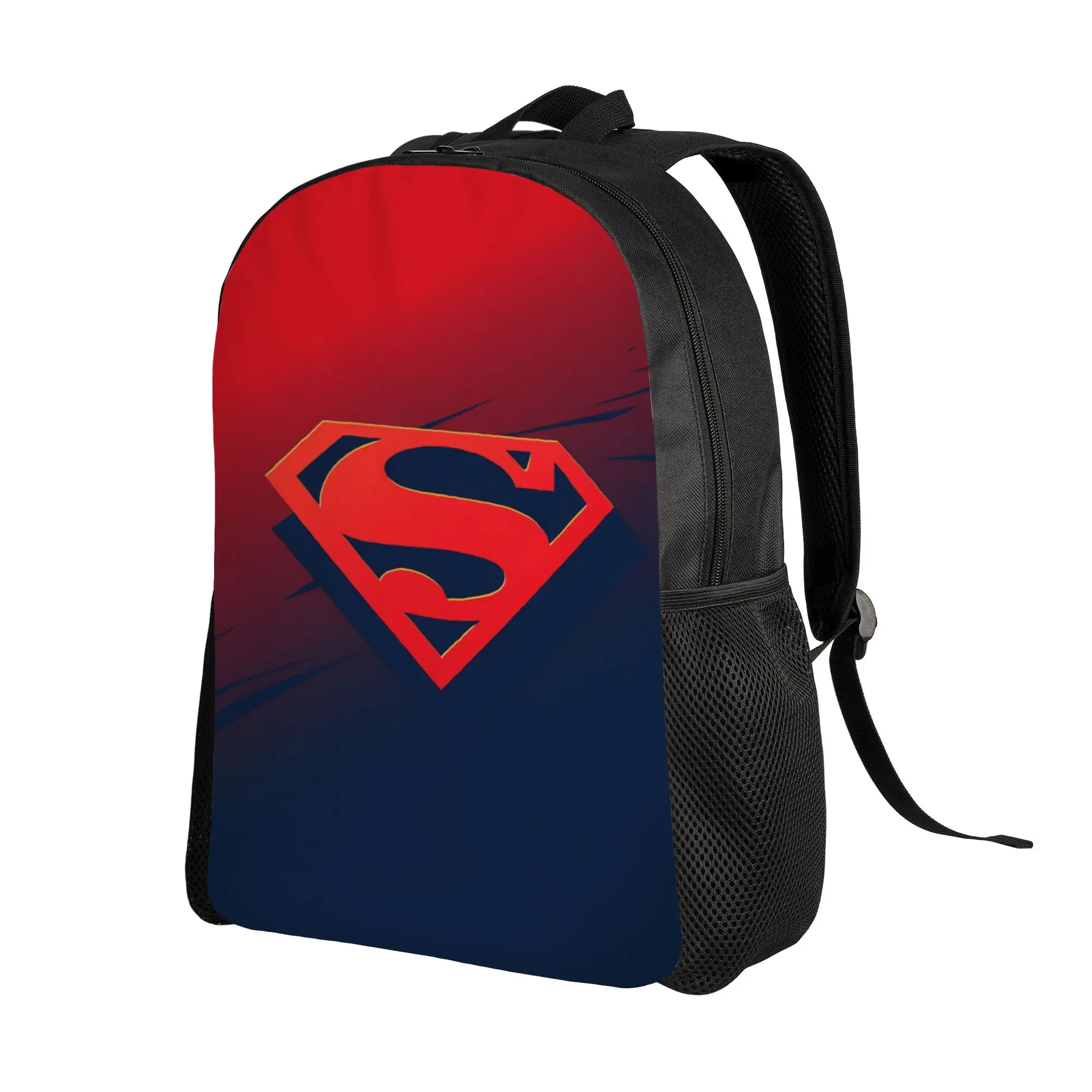 Back to school season Versatile Modern Red Blue Superman Symbol Bookbag  College Student Backpack