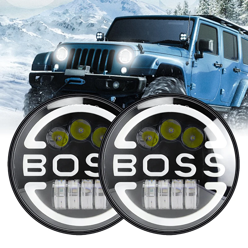 

7-дюймовая светодиодная фара для мотоцикла JEEP Wrangler JK Harley King Yamaha Cafe Racer 7-дюймовая круглая светодиодная фара