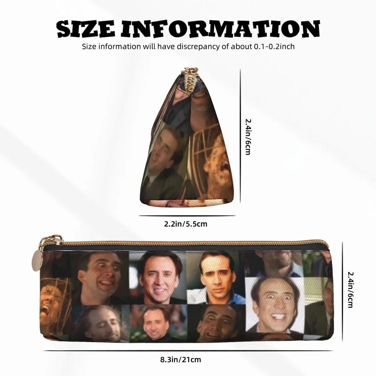 Vintage Pencil Case Funny Nicolas Cage Pencil Bag Memes Collage School Pencil Cases Boy Girl Zipper Graphic Stationery Organizer image 5