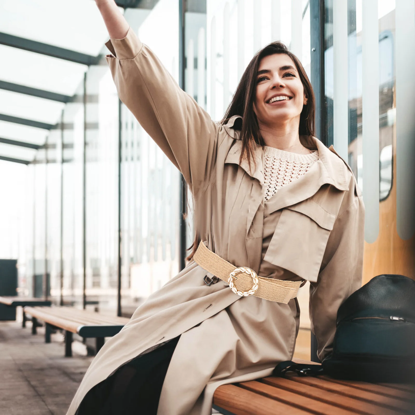 بوهو حزام مطاطا تمتد واسعة مشبك دائري شل الديكور فساتين عطلة النساء عادية موضة حزام بوهو حزام