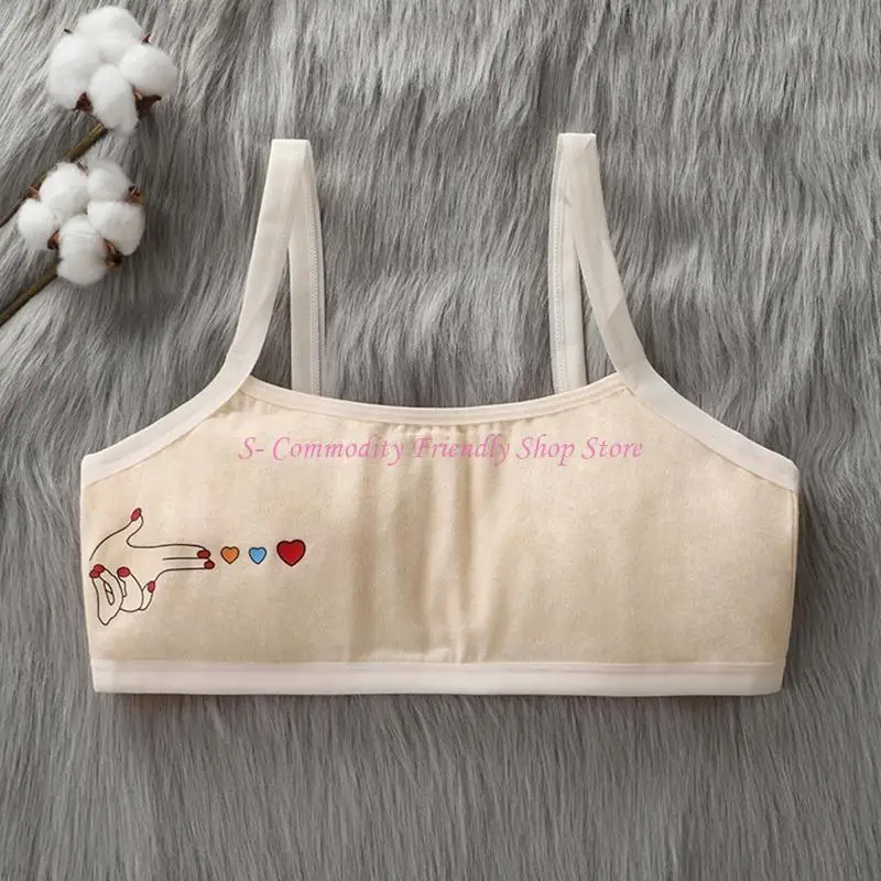 85AE Girls Comfortable Undercloth Bra with Elastic Thin Straps Wireless Bras for Teen