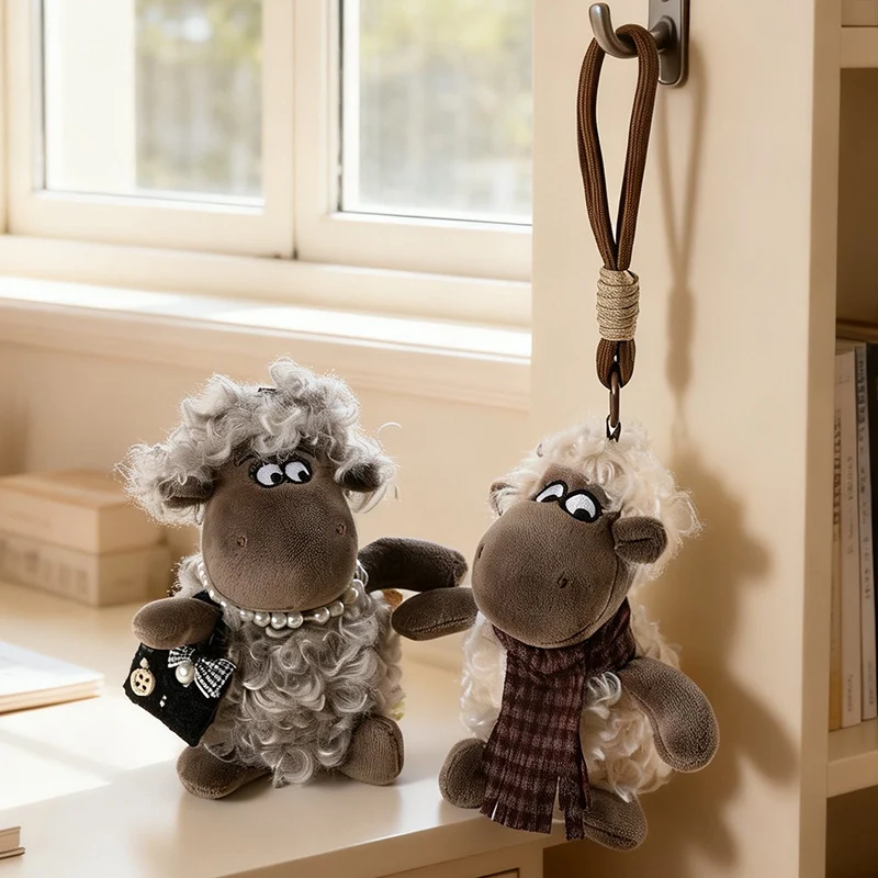 15cm New Kawaii Little Lamb Pendant Plush Toys Stuffed Soft Animal Cartoon Sheep Backpack School Bag Keychain Decor Kids Gift