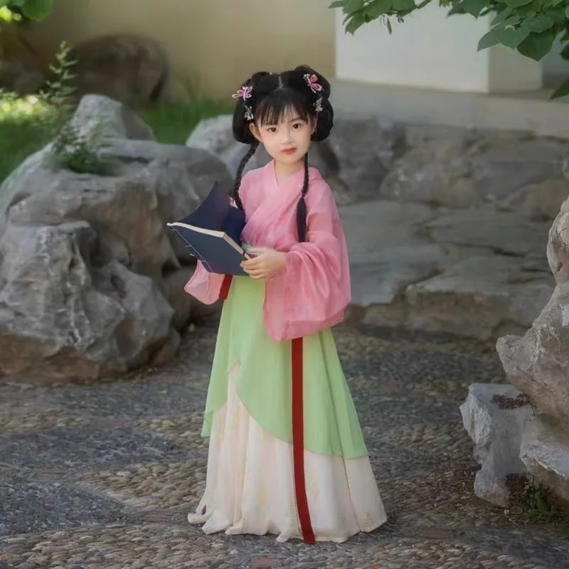 Saia de Fantasia Tradicional para Meninas, Traje de Performance Infantil Primavera-Outono, Vestido Estilo Princesa de Conto d...