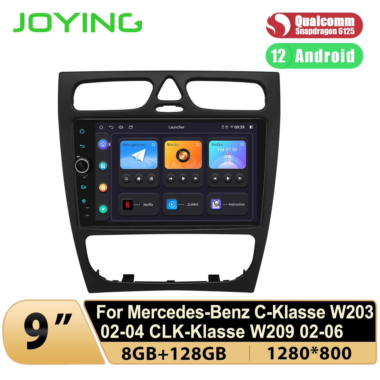 JOYING 9 inch Android Car Stereo Radio Head Unit Multimedia Player For Mercedes-Benz C-Klasse W203 CLK-Klasse W209 2002-2006