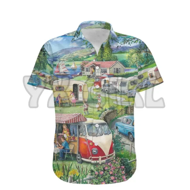 Summer Shirts Camping Art 3D All Over Printed Hawaiian Shirt Men's For Women's Harajuku Casual Shirt Unisex