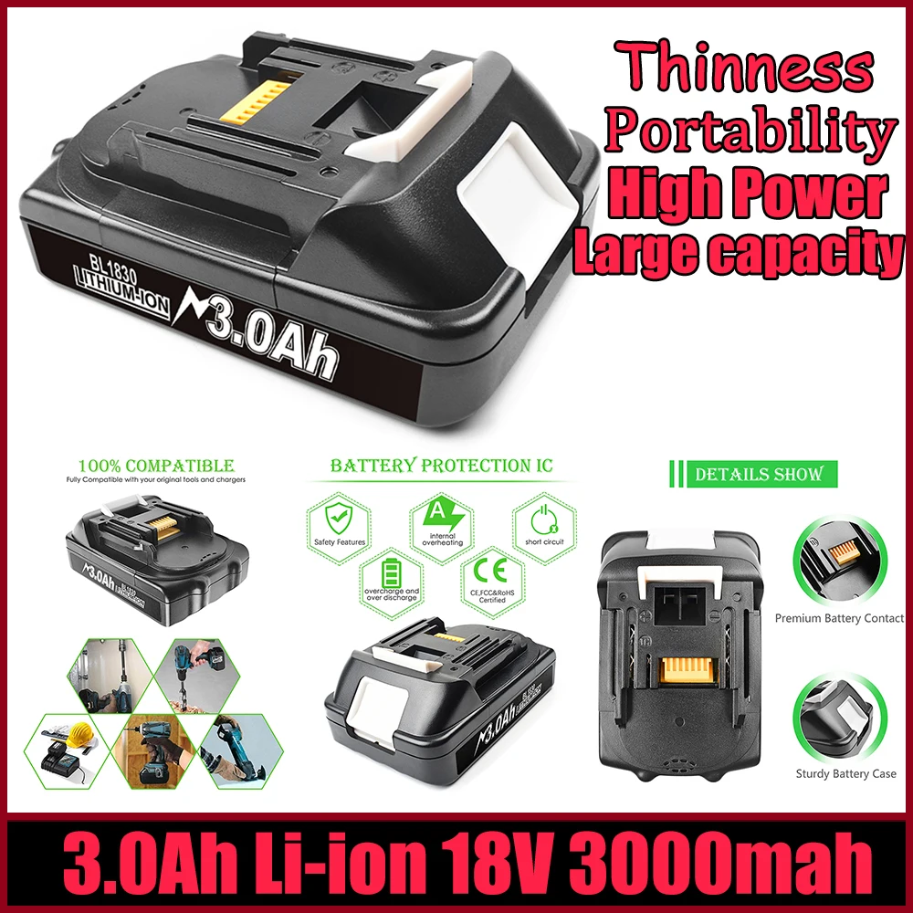 18V 3.0Ah Li-Ion Battery For Makita BL1815 Battery 194205-3 BL1815 BL1820 BL1815N BL1820B BL1840 Cordless Power Tools Battery