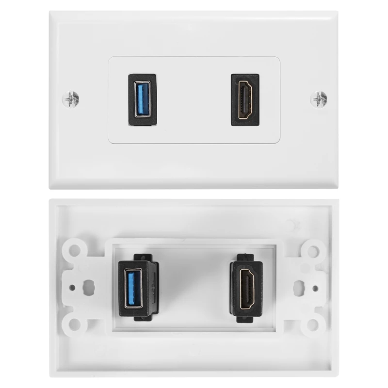 1X 2Port +USB 3.0 Female Wall Face Plate Panel Outlet Socket Extender White