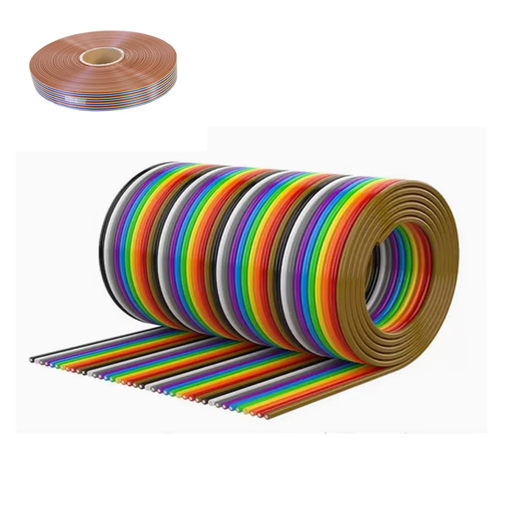 1M 2M 3M 4M 5M 10M 40pin Dupont Wire Flat Color Rainbow Ribbon Cable Wire 1.17mm