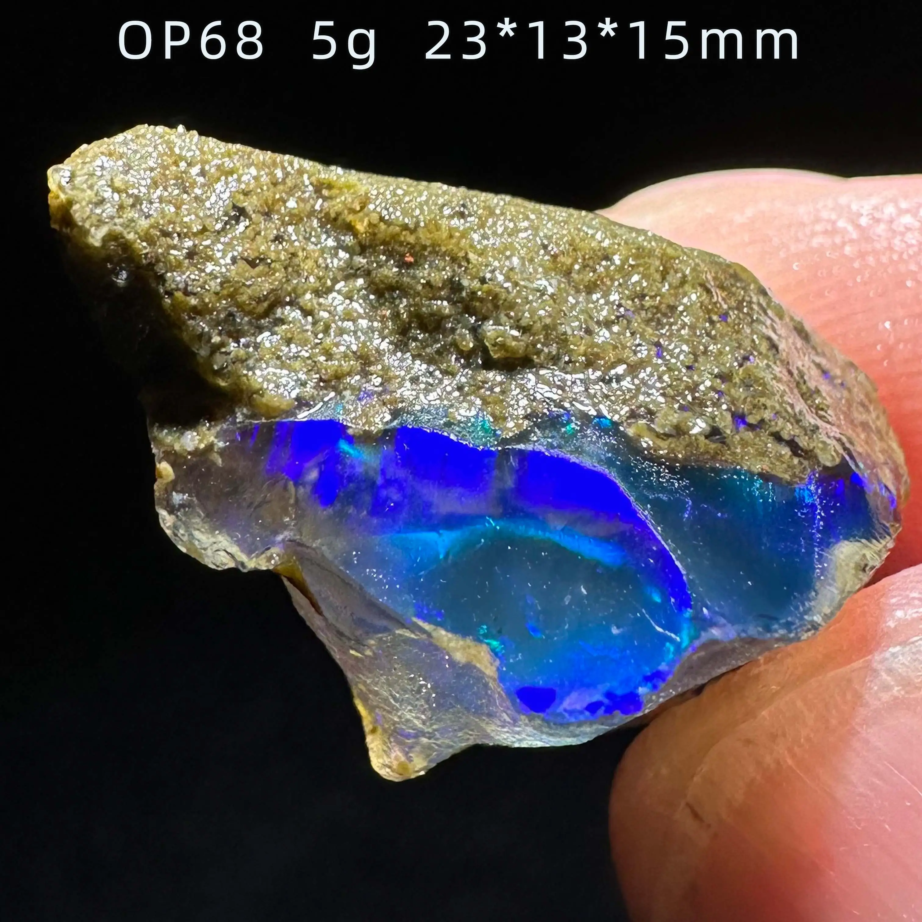 Natural Colorful Ethiopia Opal Gem Mineral (Need Always in Water) Healing Gemstone Shooting Under Lighting (Sunlight Best)