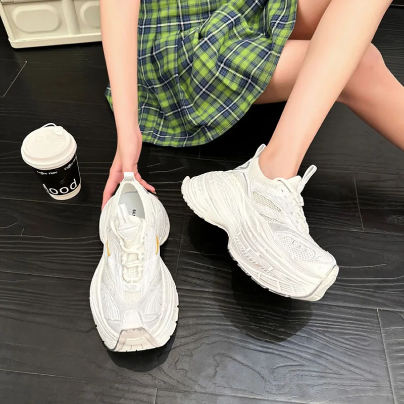 Neutralne duże rozmiary 35-40 damskie trampki platforma sznurowane mieszane kolory damskie buty męskie zwiększające 10cm Casual Zapatillas De Mujer