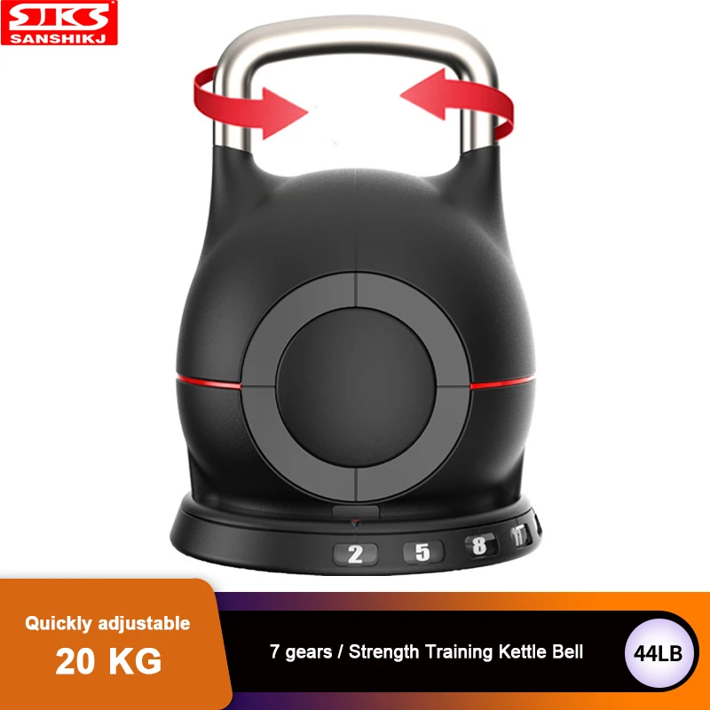 

New SANSHIKJ 44lb kettle bell, seven speed quick adjustable kettlebell 20kg