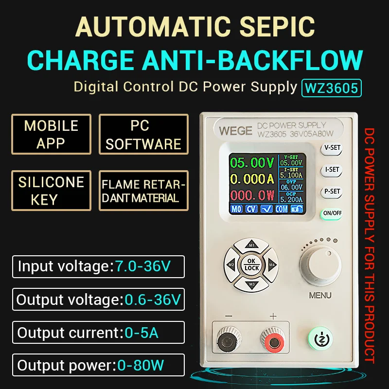 WZ3605 CNC Buck-Boost DC Power Supply 0-36V 5A 80W Step-Down Converter Module Constant Current Constant Voltage Anti-backflow