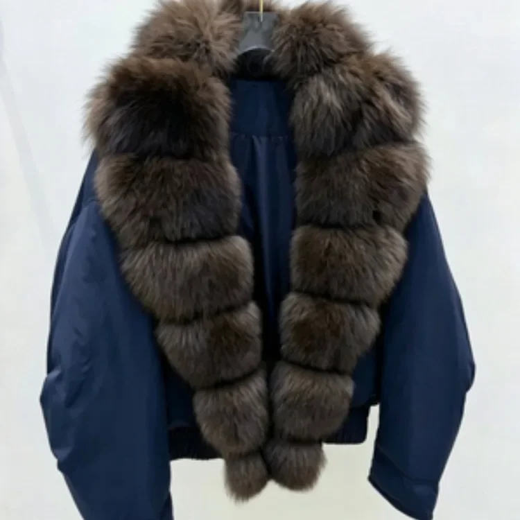 OFTBUY Natural Fox Fur Collar White Duck Down Jacket Winter Warm Thick Windproof Luxury Streetwear Women New Winter Clothin