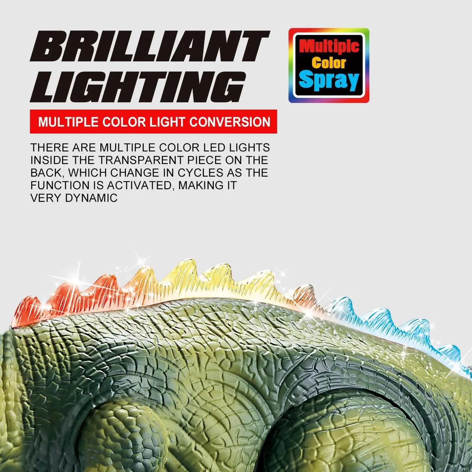 Dinossauro brinquedos de controle remoto dinossauro robô andando animal com luzes e spray para quintal viagem interior jardim de infância