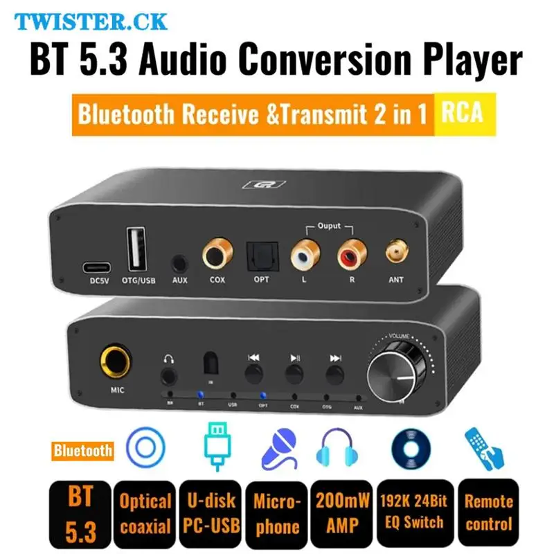 

New Bluetooth 5.3 Audio Receiver Transmitter Microphone USB Flash Drive Sound Card Analog Converter DAC310B Standard Version