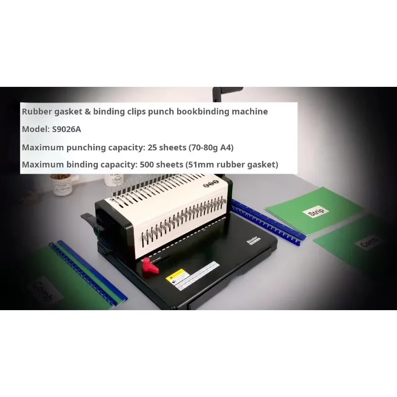 S9026A Comb Binding Machine 21-hole Plastic Ring Spiral Comb Book Binding Machine for Calendar