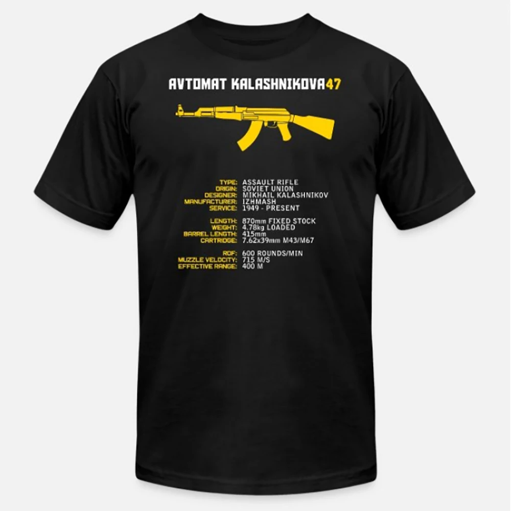 Kalashnikov AK-47 Assault Rifle Infographic T-Shirt 100% Cotton O-Neck Short Sleeve Summer Casual Mens T-shirt Streetwear