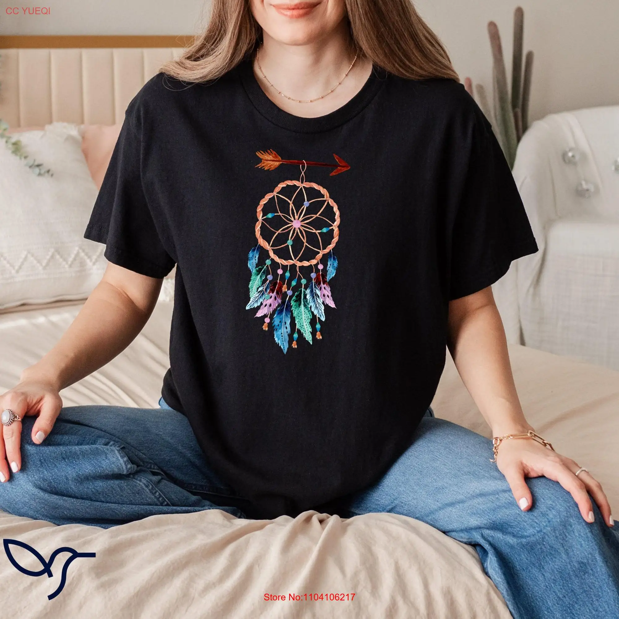 Dream Catcher T shirt Blessed With Feather Dreamcatcher  long or short sleeves