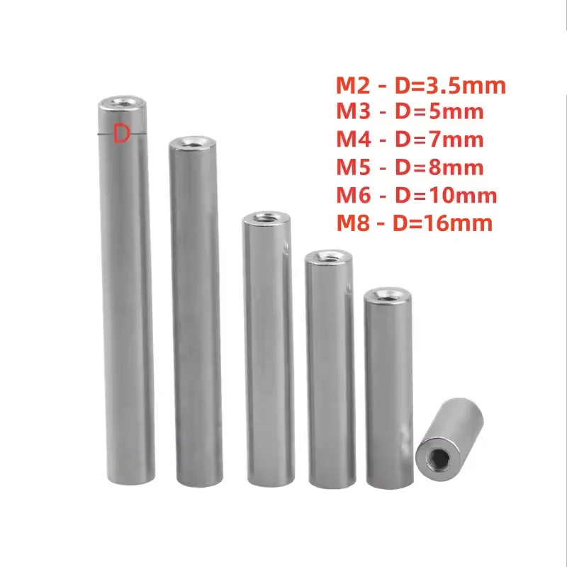 M2 M3 M4 M5 M6 M8 Round Aluminum Standoff Column Stud Extend Long Nut Aluminum Stud Spacer Length  6-80mm