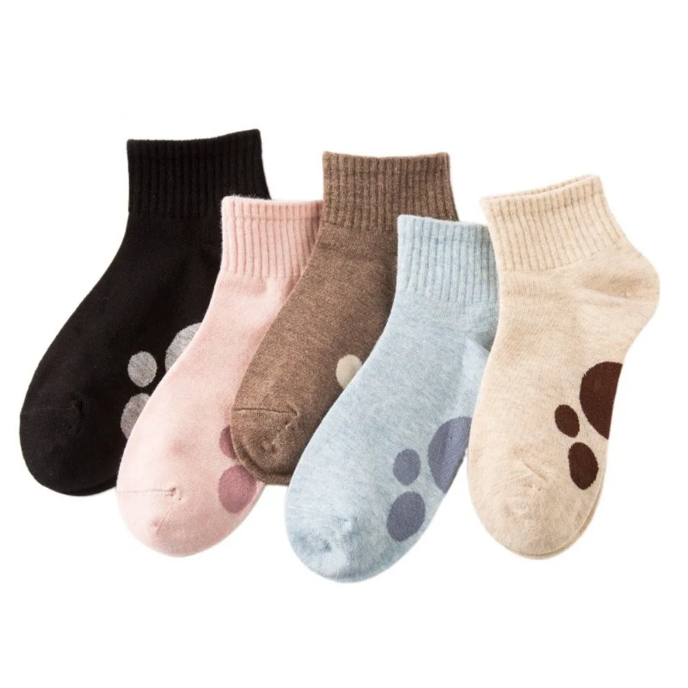

5Pairs Simple Funny Bear Claw Cotton Socks Autumn Breathable Cartoon Mid-calf Socks Sweet Hosiery Tube Socks Women Student
