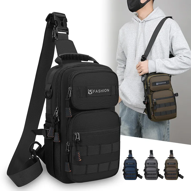 Men's multi-pocket portable chest bag outdoor tactical multi-function waterproof and wear-resistant shoulder crossbody bag 3