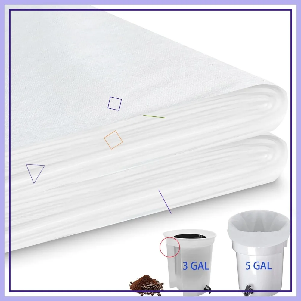 

50 Commercial Cold Brew Coffee Filters for 5 Gallon Buckets, 20x20 Disposable with Drawstring, No Tear