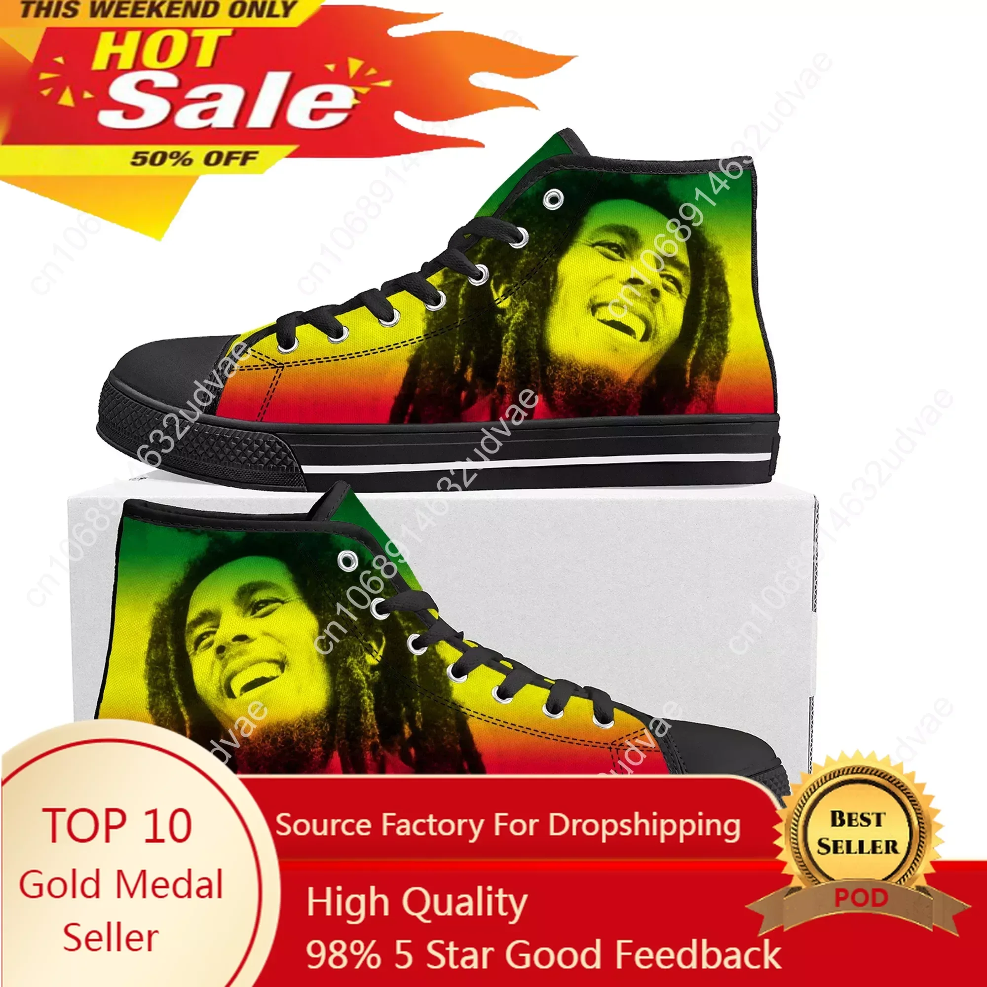 

Legend Bob Marley Reggae Rasta Music Rock High Top Sneakers Mens Womens Teenager Canvas Sneaker Casual Couple Shoes Custom Shoe