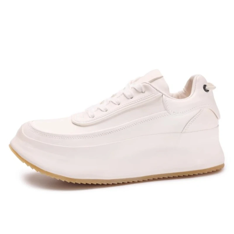 Horse Skin White Shoes for Men's and Women's Low-top White Casual Board Shoes Comfortable Breathable Thick Soled Couple Sneakers