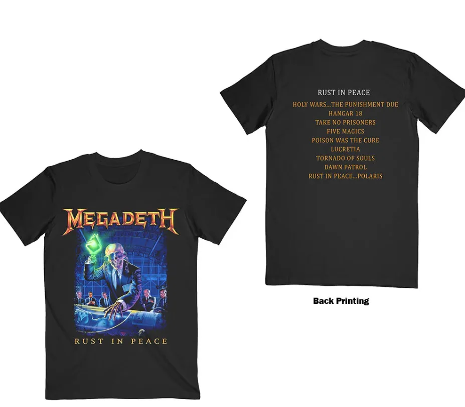 Megadeth' Rust' In Peace Track list Unisex T-Shirt Double Sided