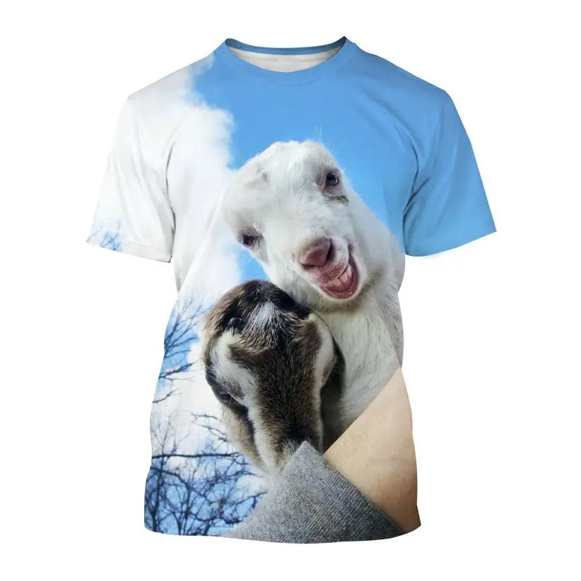 New Funny Animal Goat 3d Printing T-shirt Summer Fashion Unisex Casual Round Neck Street Style Breathable Lightweight Top