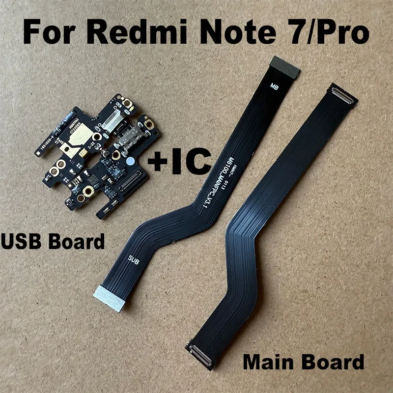 For Xiaomi Redmi Note 7 Pro USB Charging Dock Port Main Mother Mic Microphone Fast Connector Board Flex Cable Parts Replacement