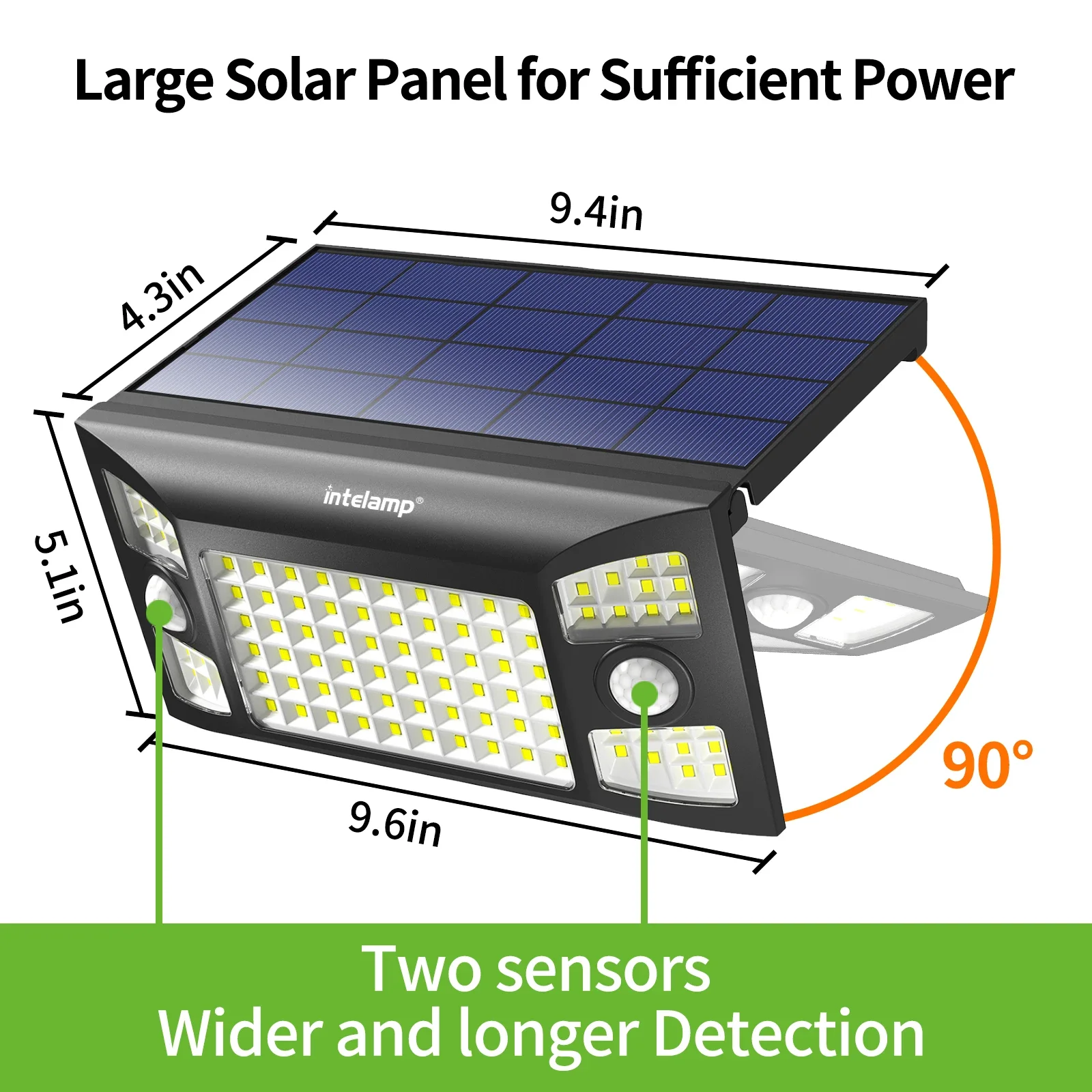 Intelamp Solarleuchten für den Außenbereich, mit 3 Modi, Bewegungsmelder, superhelle Wandleuchte, IP65, wasserdichte Straßenlaterne für Garten, Hof, Weg, Garage | solarleuchte außenbereich solarlampe für außen – Detail 17