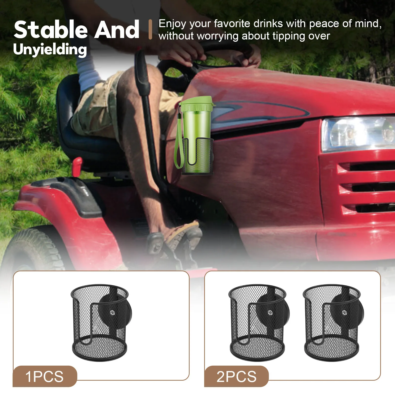 1/2Pcs Heavy-Duty Magnetic Car Cup Metal Fully Covered Anti Fall Drink Holder with N38 Super Magnet for Tractor Mower Fridge