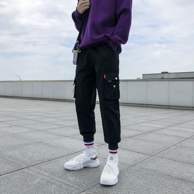 

Мужские брюки-карго с несколькими карманами, новые повседневные зауженные брюки в стиле ретро, городская уличная одежда, облегающие длинные брюки в европейском стиле High Street