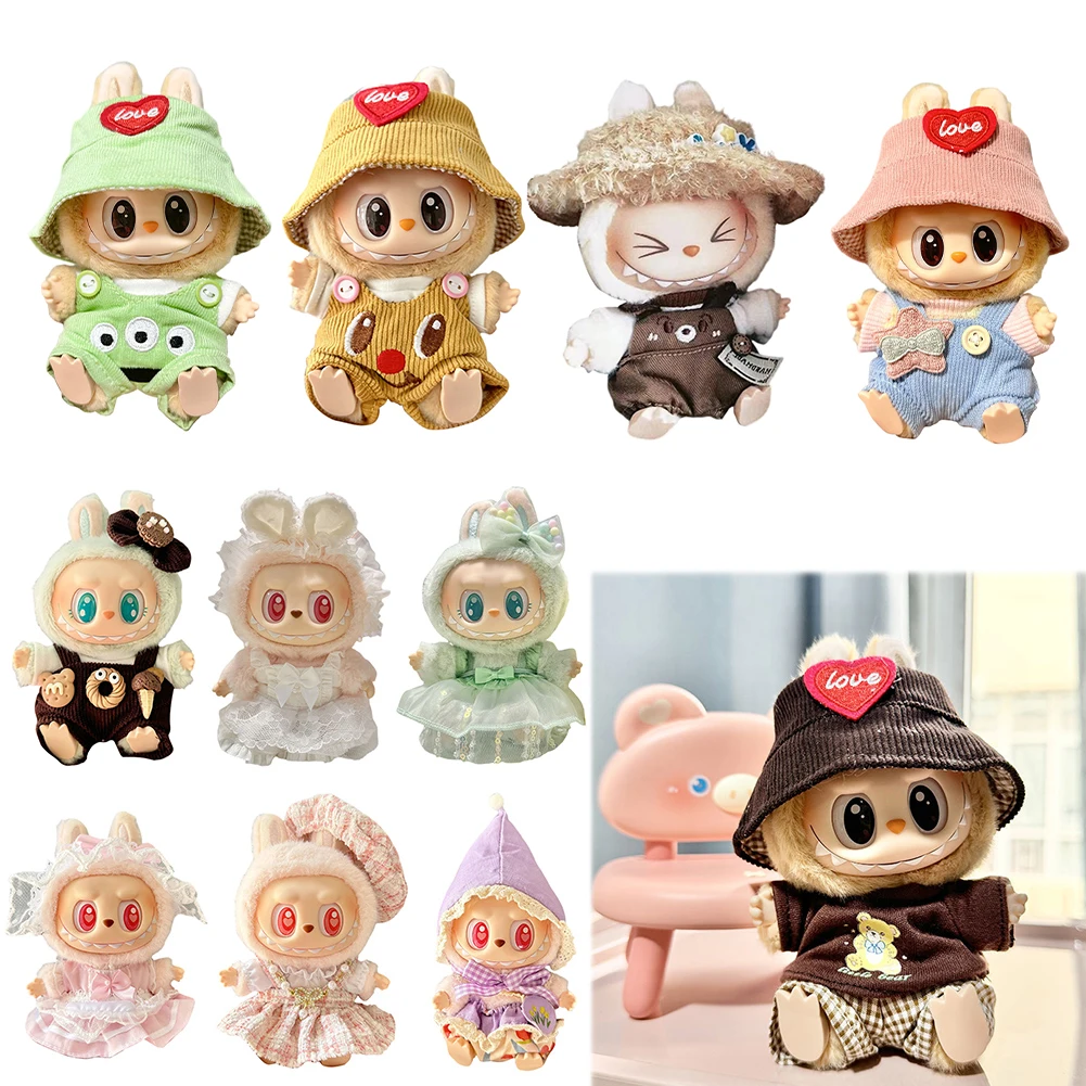 

Doll Clothes Set Cute Doll Overalls DIY Accessories Cartoon Animal Toy Dress with Hat Stuffed Doll Clothing Children's Toys Gift
