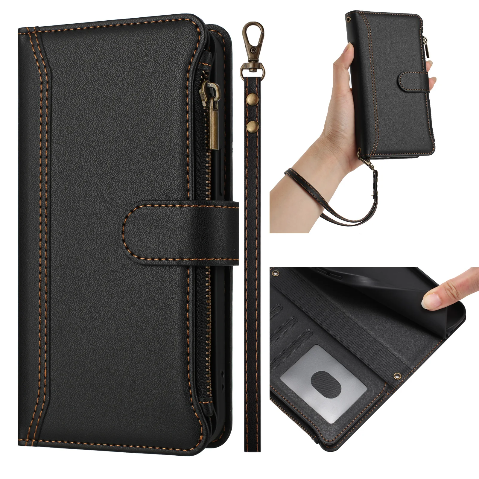 Zipper Wallet Phone Case For HMD Pulse Nokia C300 C32 C30 G400 G310 G42 X30 Magnetic 9 Card Slots Funda Book Flip Leather Cover - view 3