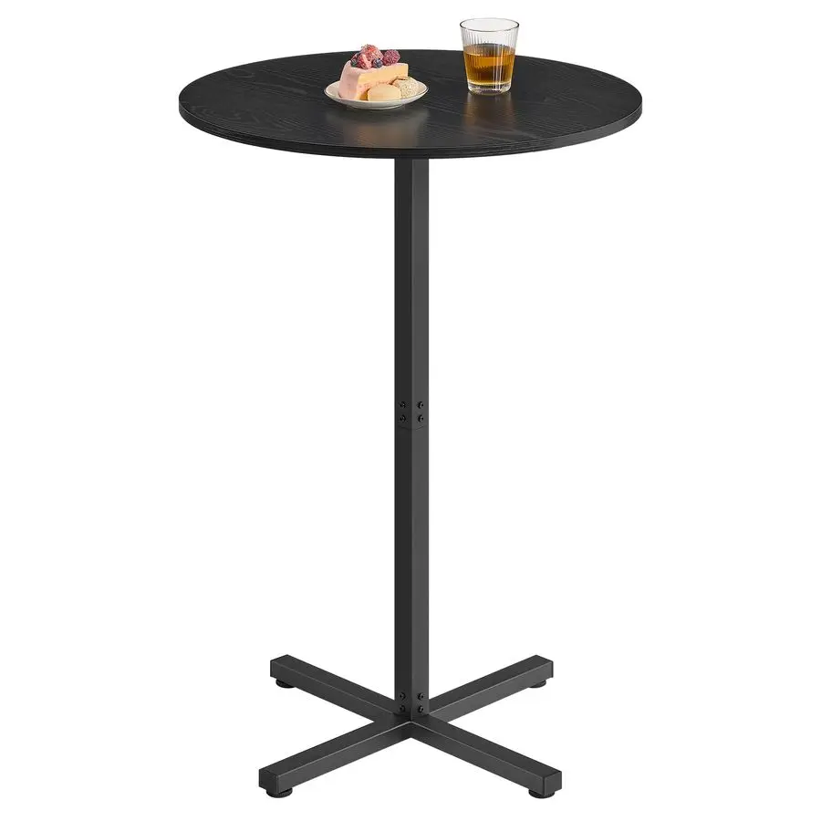 

Round Cocktail Table, High Top Bar Pub Table with Metal Frame and Cross Base, for 23 People, Modern, Easy to Assemble,