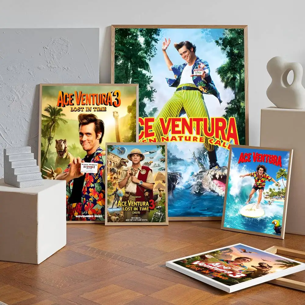Jim carrey ace ventura clássico comédia filme anime cartazes pegajoso whitepaper adesivo diy sala bar café kawaii decoração do quarto