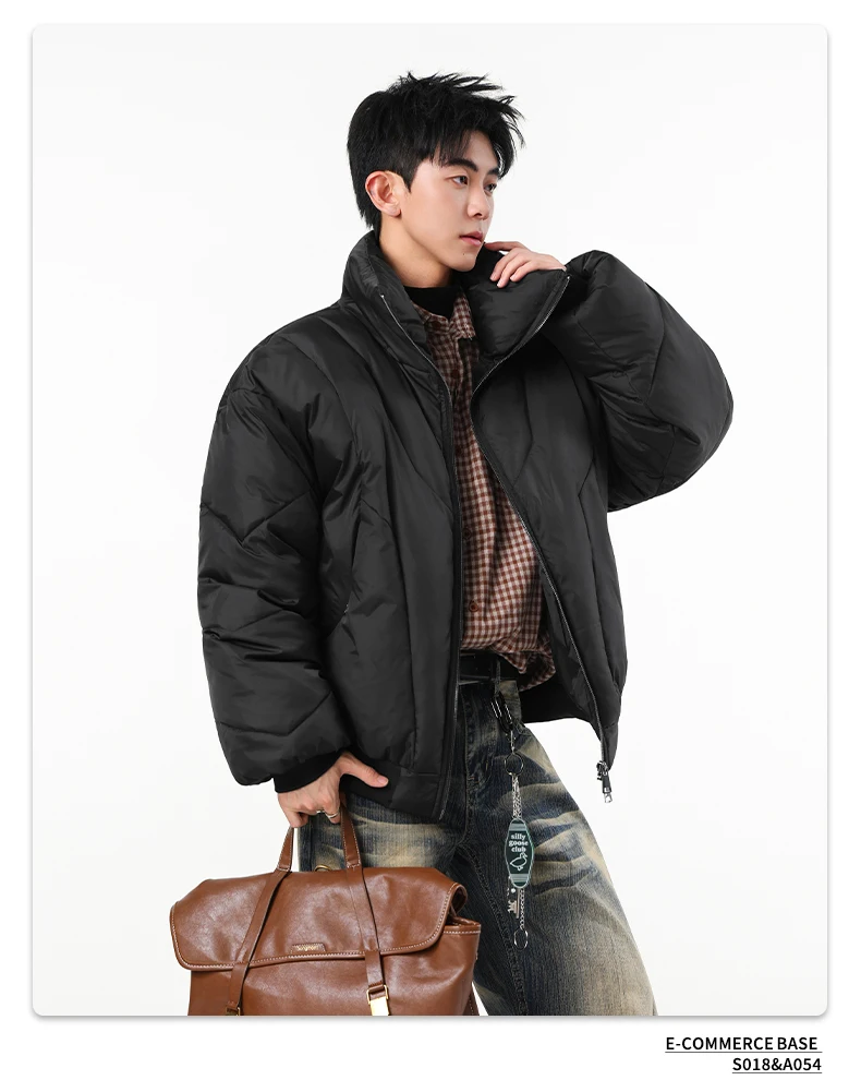 IEFB Faux Suede Warm Padded Winter Jacket For Men Retro Oversized Stand Collar Zip Casual Thick Outerwear Coat 9X4141
