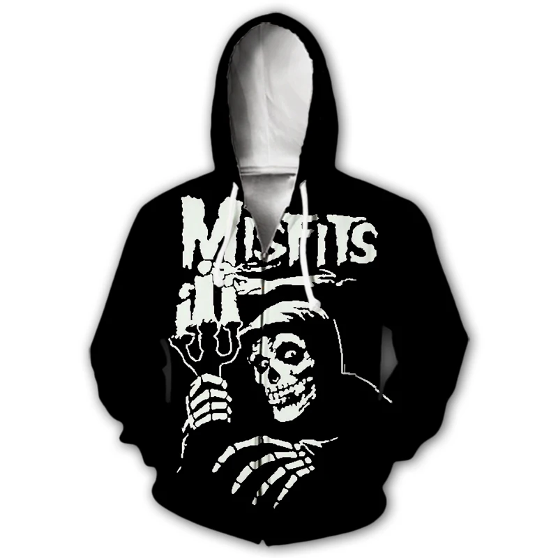 Rock Band Misfits 3D Print Hoodies Men Women Fashion Streetwear Oversized Sweatshirts Zipper Hoodie Kids Tracksuit Man Clothing