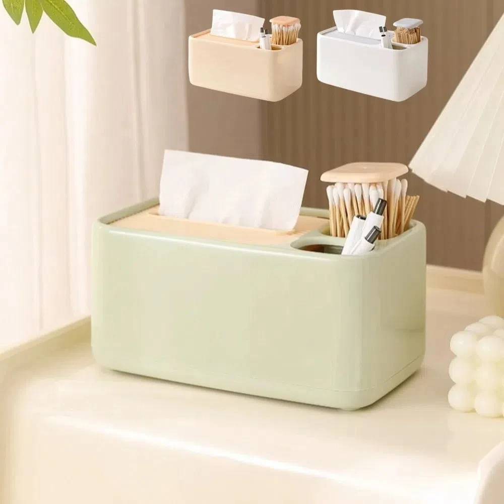 

Multi-functional Remote Control Tissue Box Push Type Plastic Table Paper Holder with Bracket Storage Box Desktop Storage Box