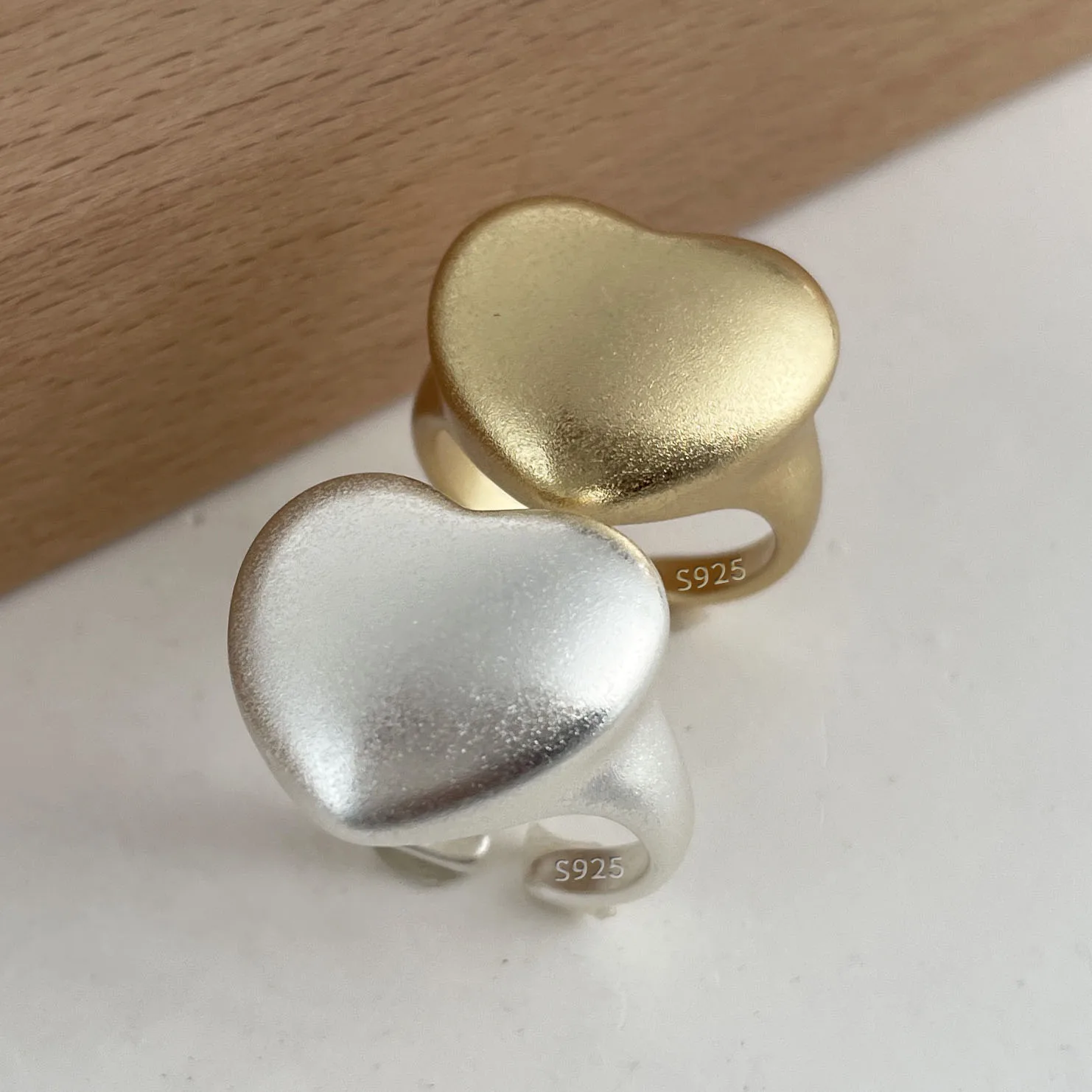 925 anillos de plata esterlina para mujer pareja minimalista hecho a mano Simple anillo de corazón grande joyería regalo prevenir alergias