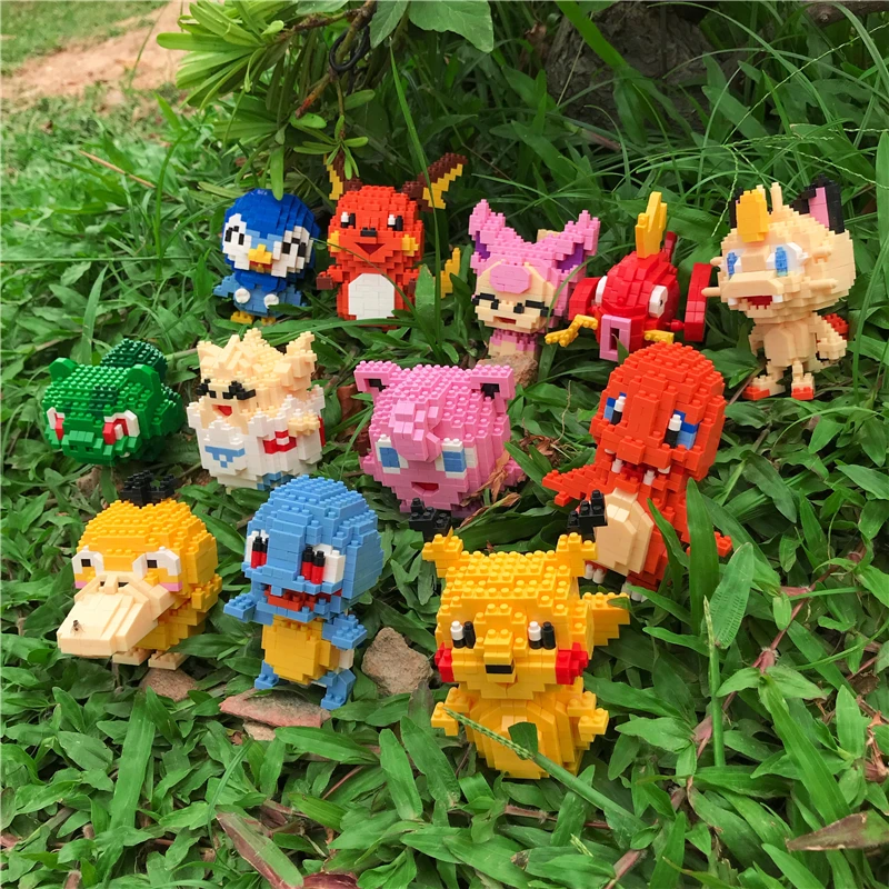 Building Blocks Assembly Anime Picachu Charizard Doll Blastoise Bulbasaur Gengar Bricks Figures Toy for Kid Gift