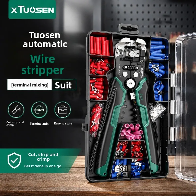 Electrician specific wire stripping pliers, adjustable length/strength,can be used for cutting, stripping,and pressing in one go