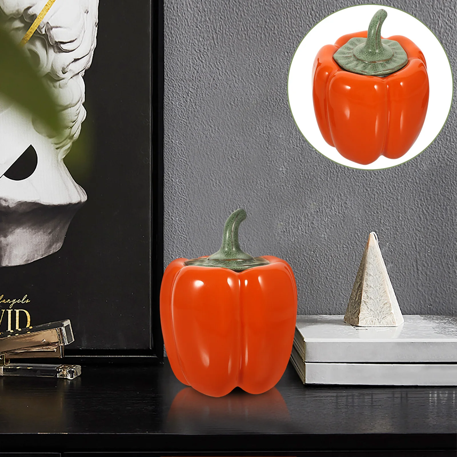 

Ceramic Pumpkin Shape Container Sealed Storage Jar for Tea Candy Coffee Beans Desktop Decoration Ceramic Tea Canister